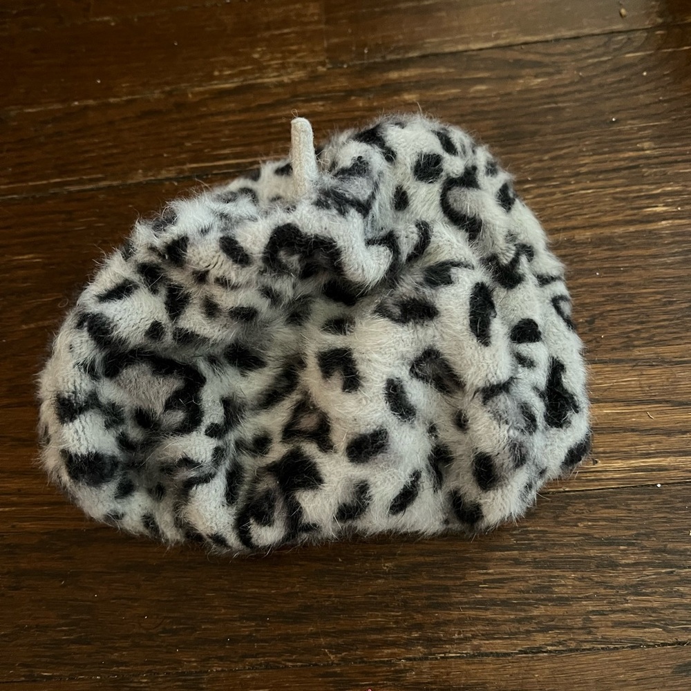 Leopard Print Faux Fur Beret